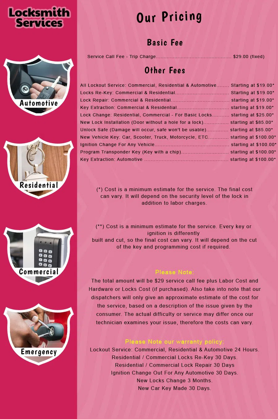 Manahawkin NJ Locksmith Store Manahawkin, NJ 609-357-0220 - price-list-c-18